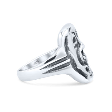 Superb Tragedy and Comedy Drama Masks Engraved Statement Oxidized Band Thumb Ring